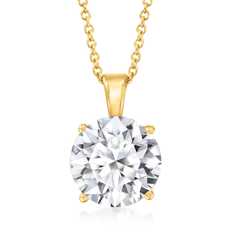 14kt yellow gold solitaire necklace with round lab-grown diamond pendant