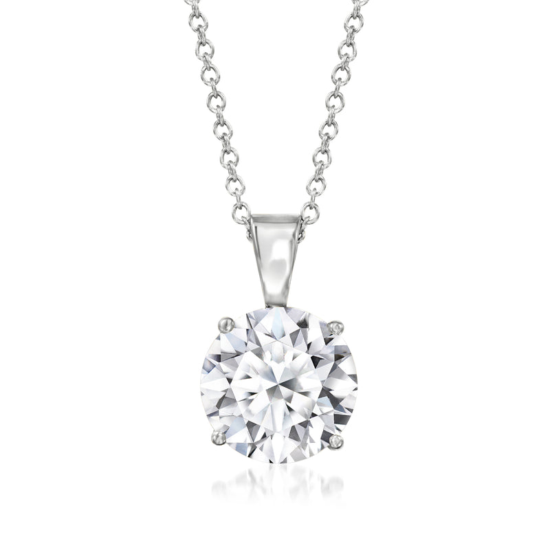14kt white gold solitaire diamond pendant necklace with round center stone
