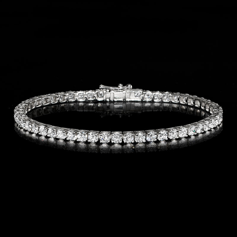 White gold tennis bracelet with continuous lab-grown diamond row settings.