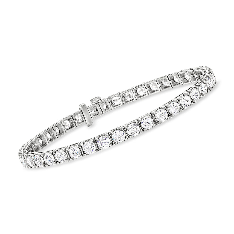 Lab-grown diamond tennis bracelet in 14kt white gold with round stone rows