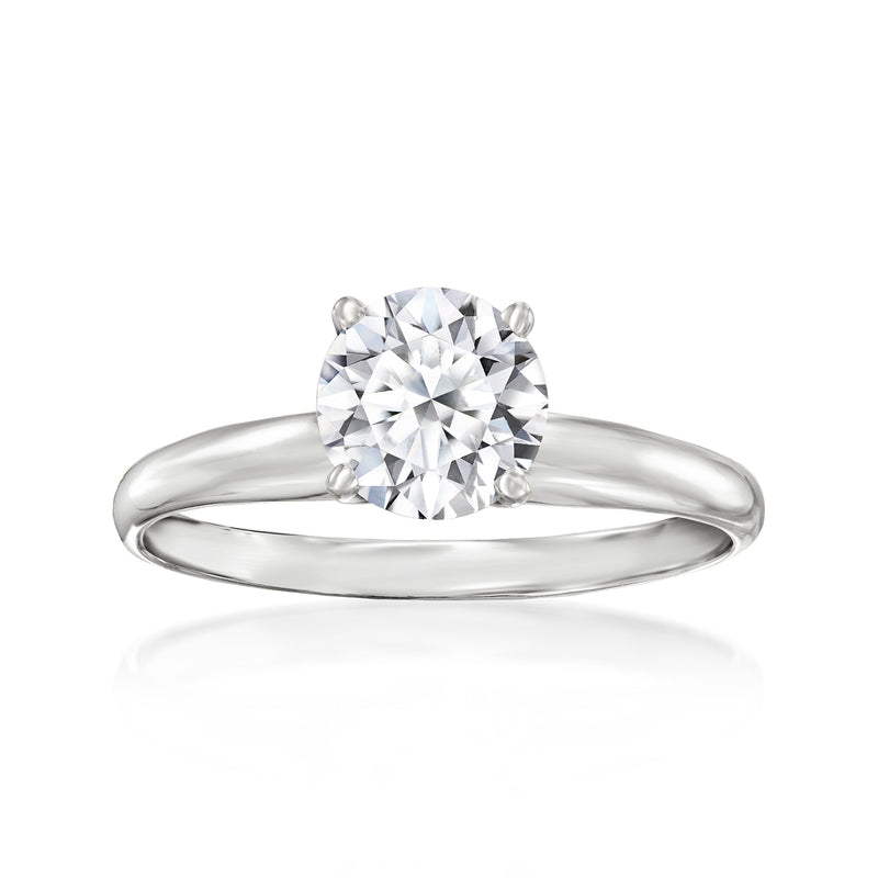Round lab-grown diamond solitaire ring in 14kt white gold with four-prong setting