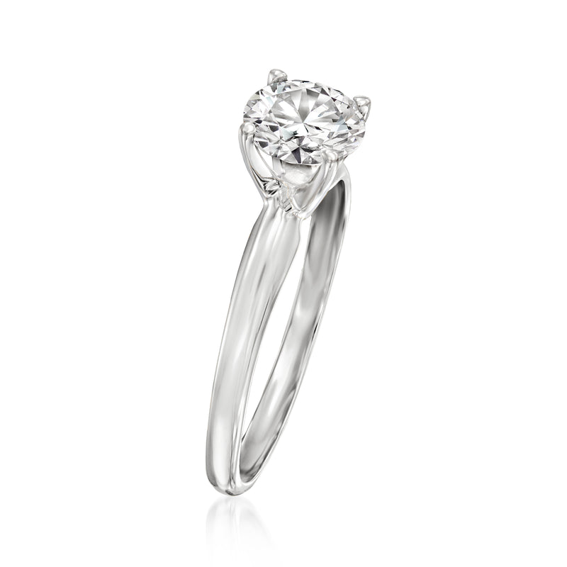 Lab-grown diamond solitaire ring in 14kt white gold with raised four-prong setting