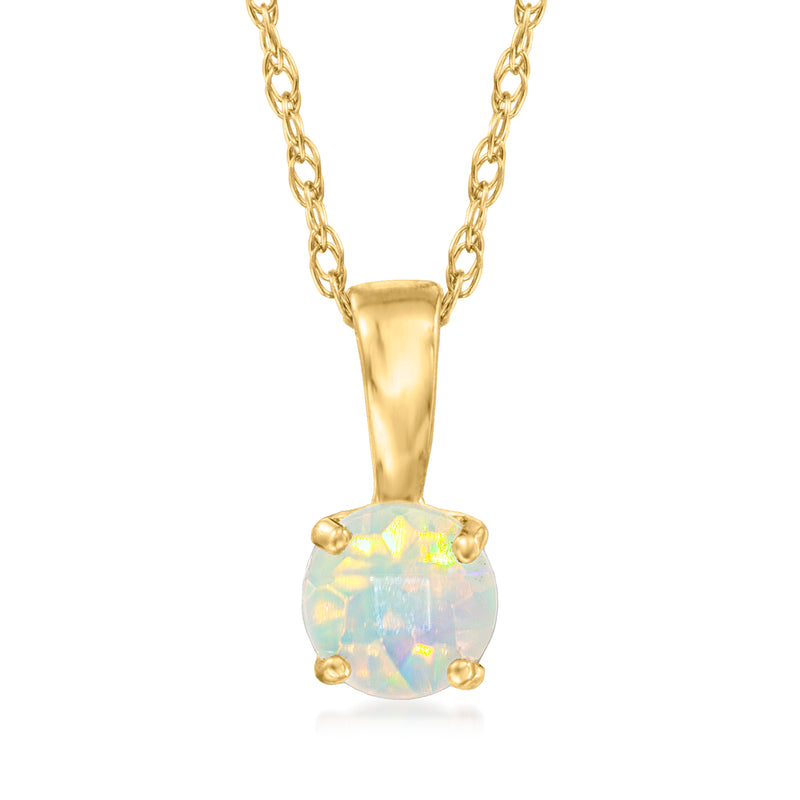 Opal pendant necklace in 14kt yellow gold with oval opal center stone