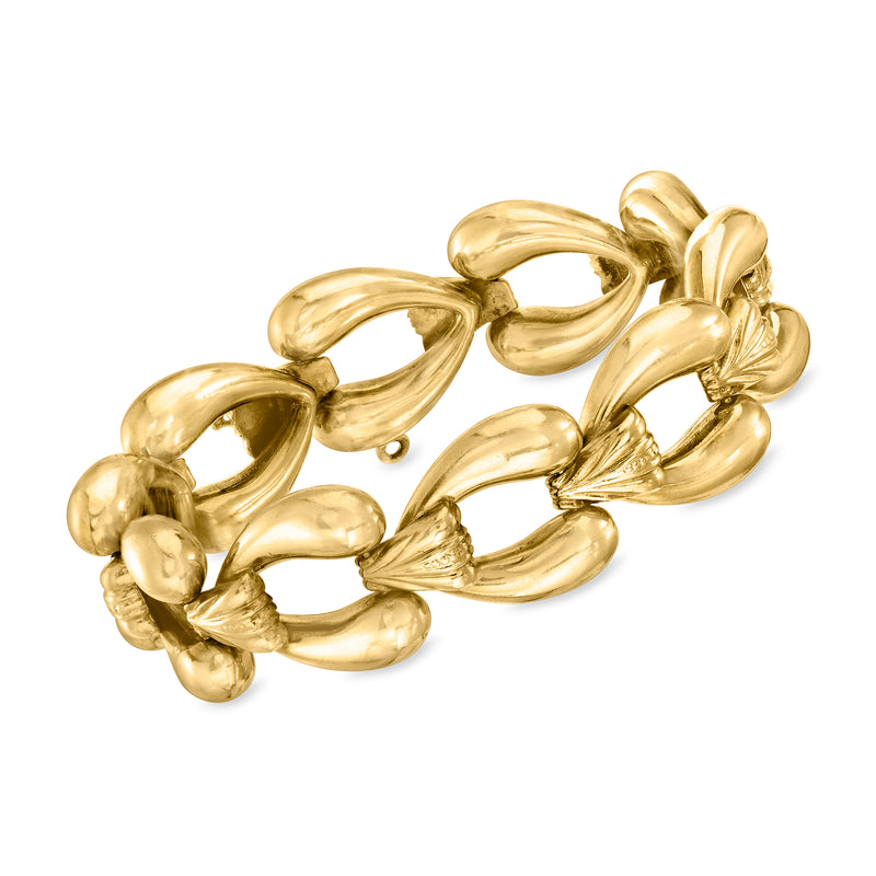 Vintage yellow gold fancy-link bracelet with interlocking rounded oval links