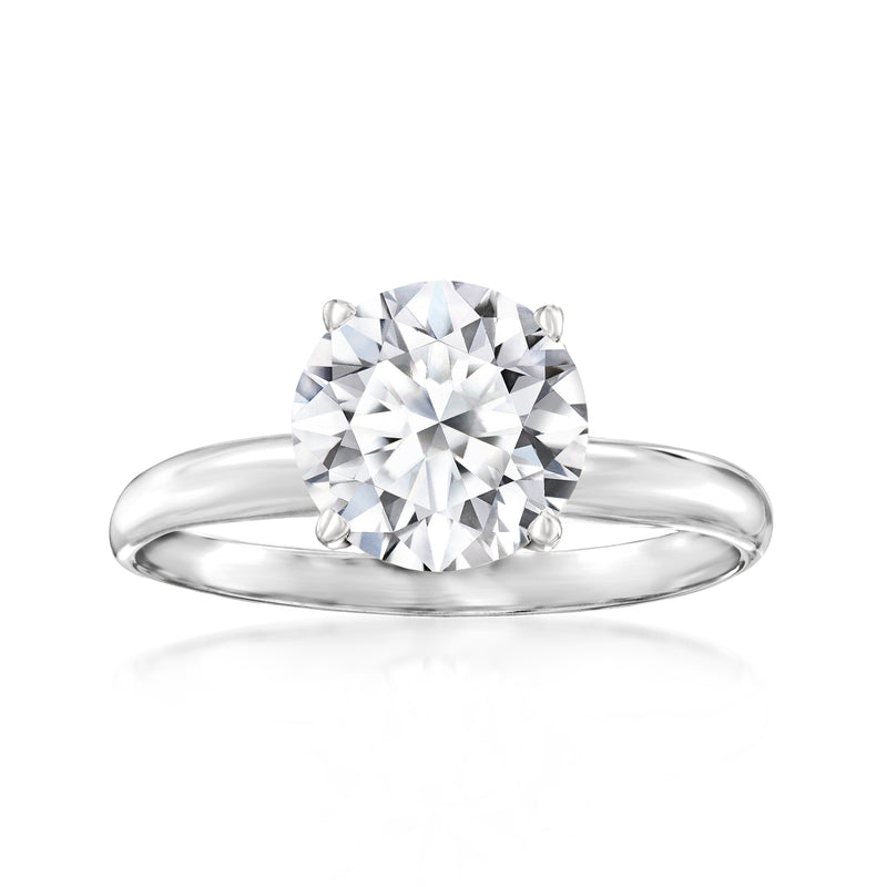 Platinum solitaire ring with round brilliant lab-grown diamond and four prongs