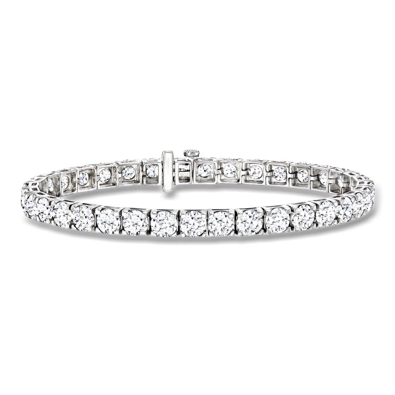 White gold diamond tennis bracelet with round-cut stones and box clasp