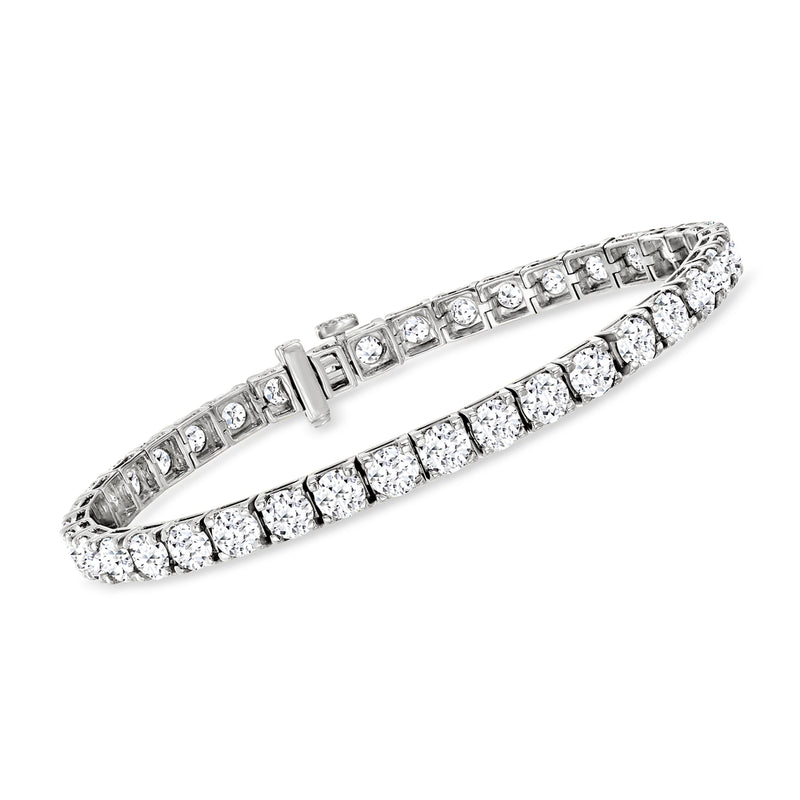 14kt white gold diamond tennis bracelet with round stones in a continuous row