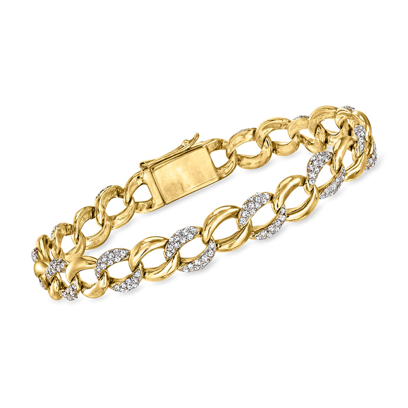 Two-tone gold diamond link bracelet with clasp