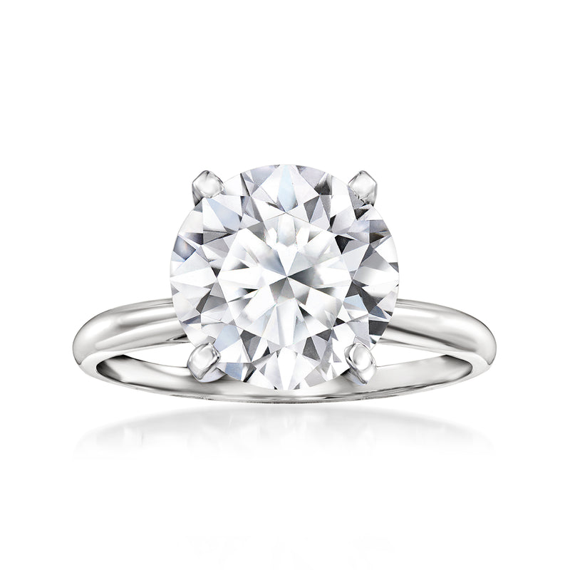 Round lab-grown diamond solitaire ring in 14kt white gold, prong-set