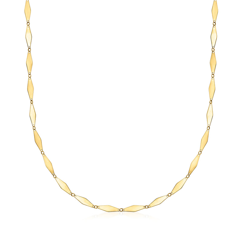14kt yellow gold mirror-link necklace with oval hinged links