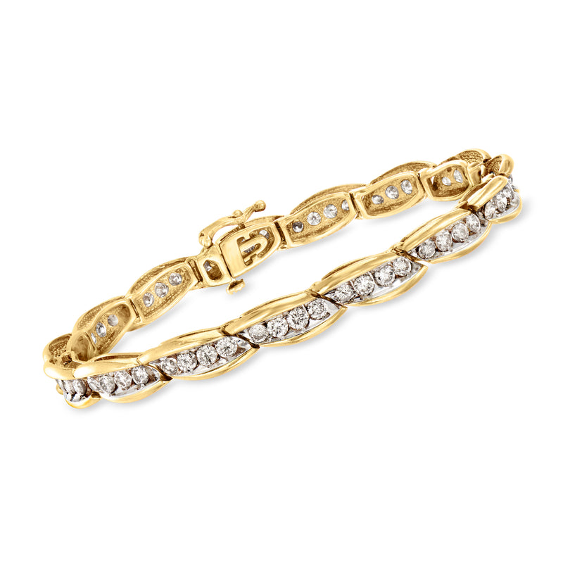 Vintage 14kt yellow gold diamond bar-link bracelet