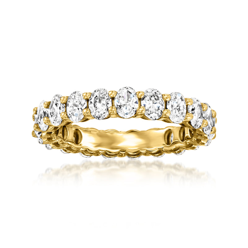 14kt yellow gold oval diamond eternity band with bezel-set stones