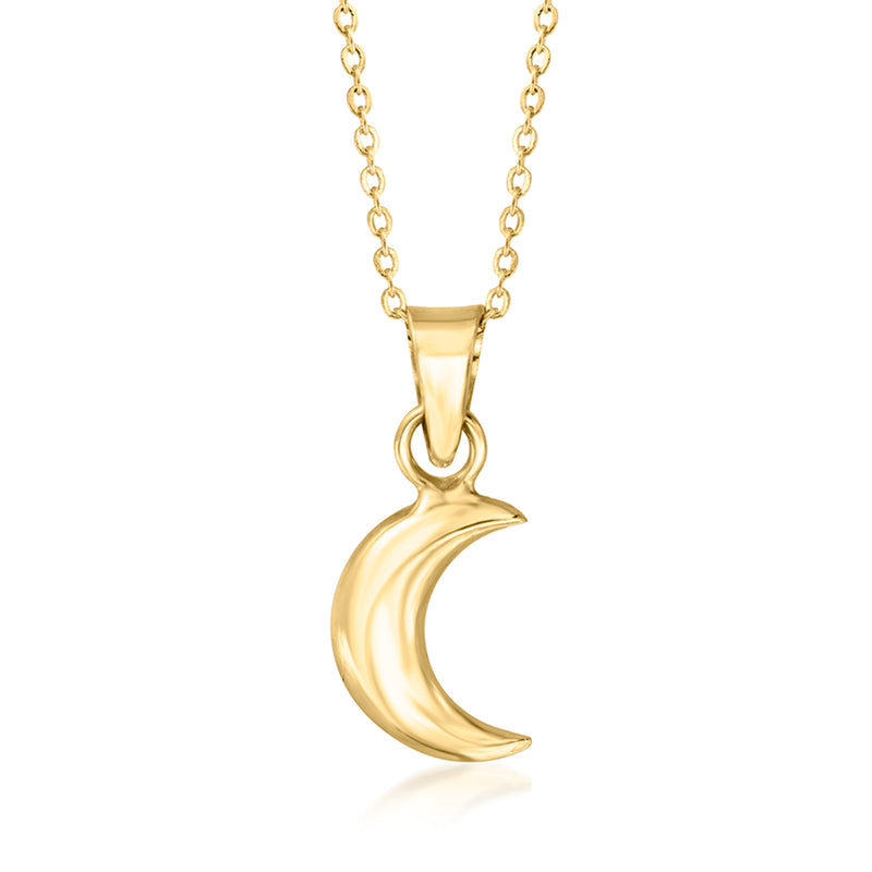14kt yellow gold moon pendant necklace with polished crescent charm