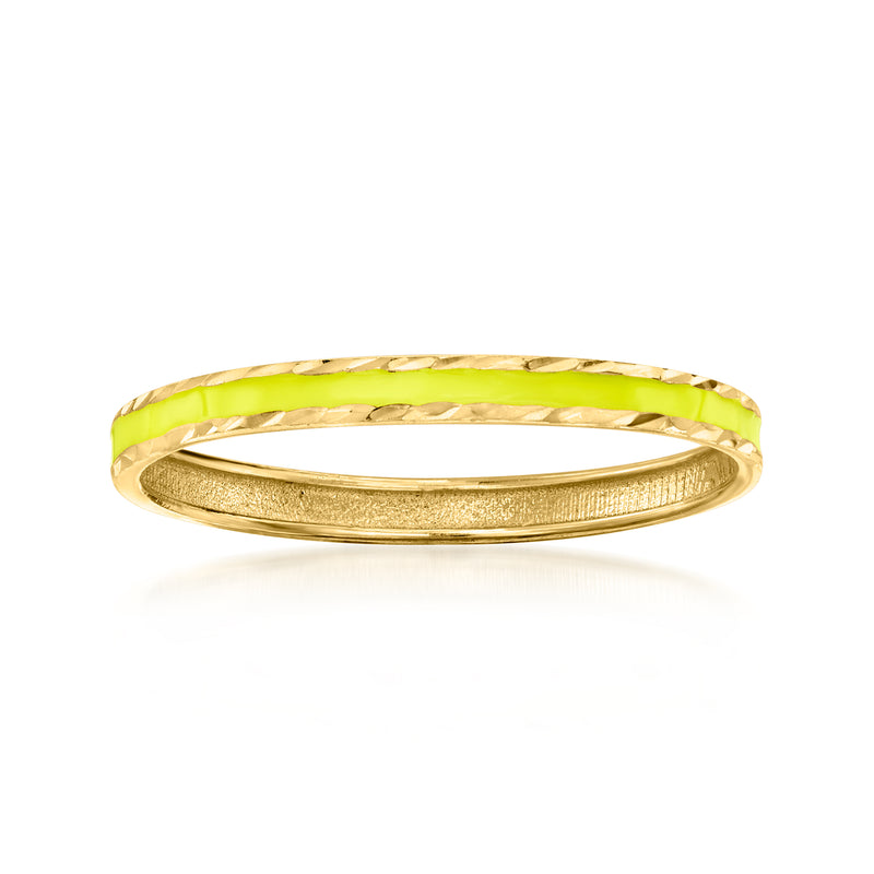 14kt yellow gold ring with yellow enamel band, thin profile