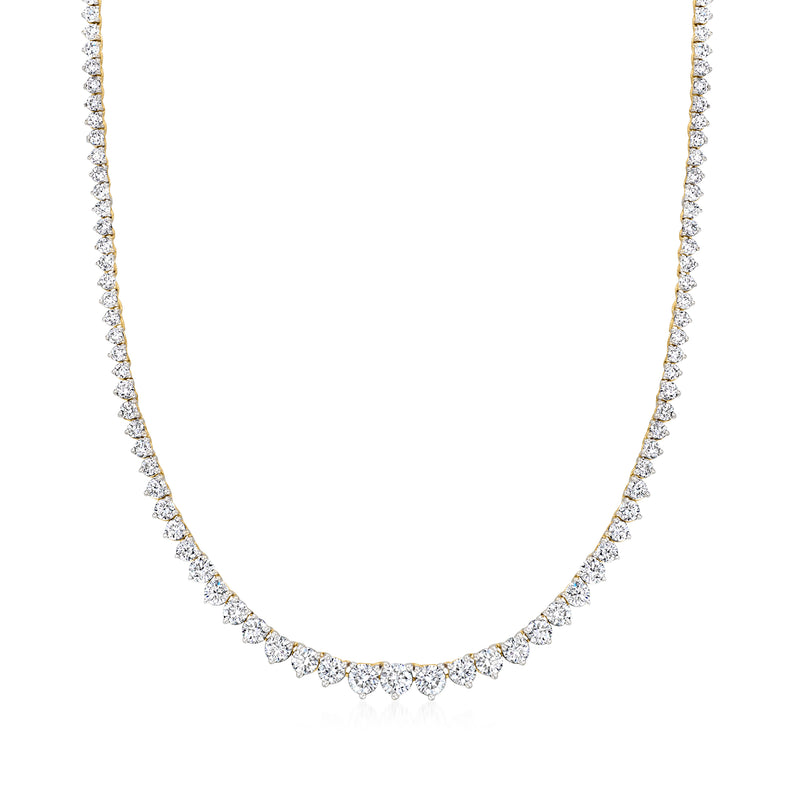 Graduated diamond tennis necklace in 14kt yellow gold with round stones