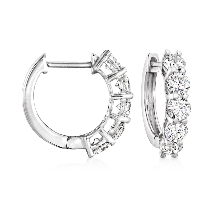 1.00 ct. t.w. Lab-Grown Diamond Five-Stone Hoop Earrings in 14kt White Gold