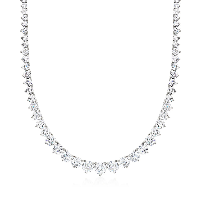 14k white gold lab-grown diamond tennis necklace with graduated round stones