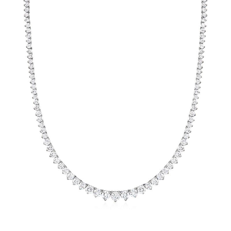 Graduated diamond tennis necklace in 14kt white gold, 7.00 ct t.w.