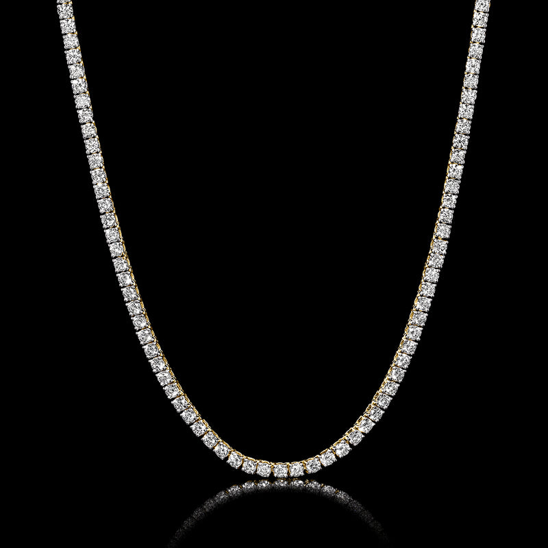 14kt yellow gold lab-grown diamond tennis necklace, continuous round stone row