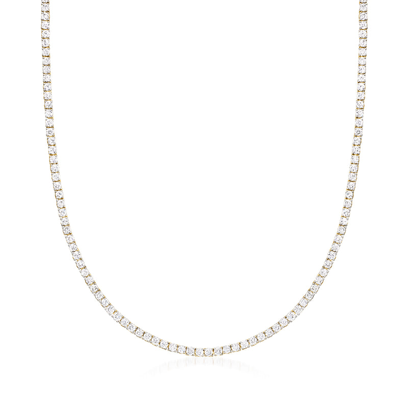 14kt yellow gold diamond tennis necklace with round stones