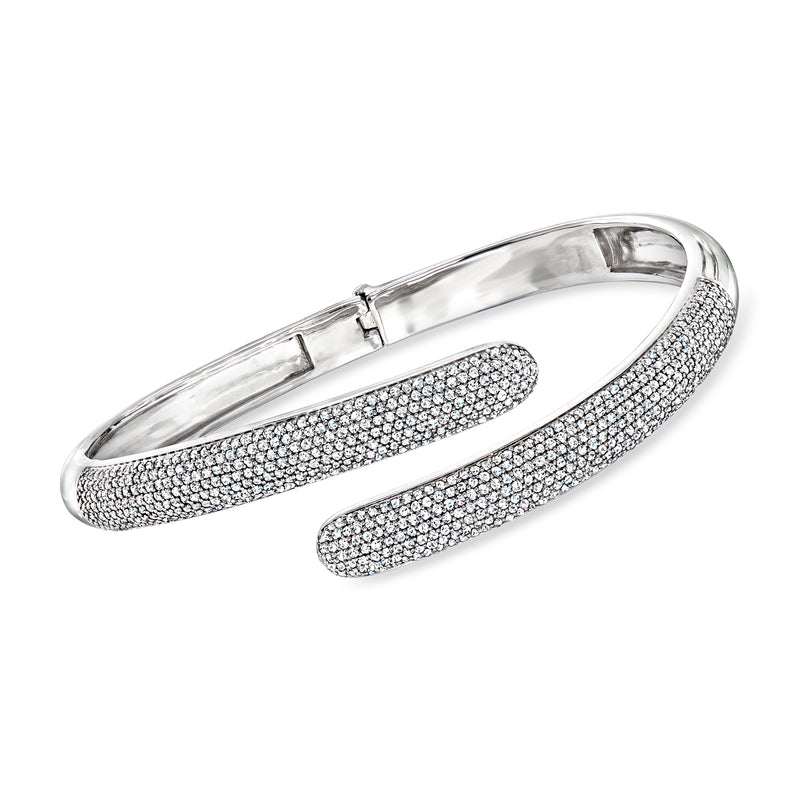 Sterling silver pave diamond bypass cuff bracelet, 2.45 ct. t.w.