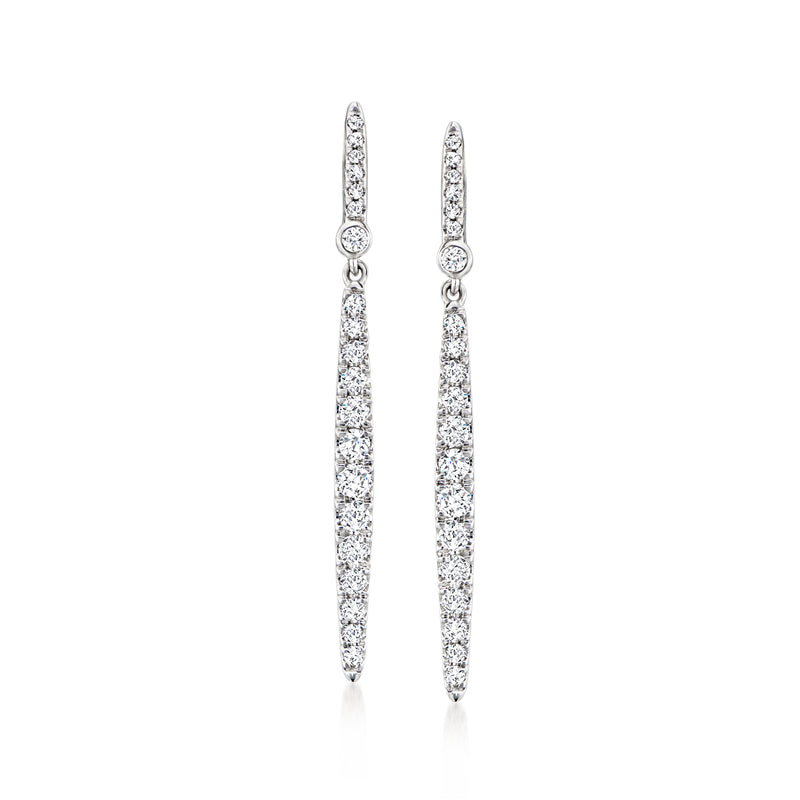 Diamond drop earrings in sterling silver with long pavé dangles