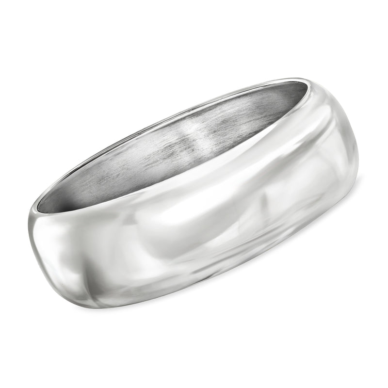 Italian sterling silver bangle bracelet, smooth polished oval cuff