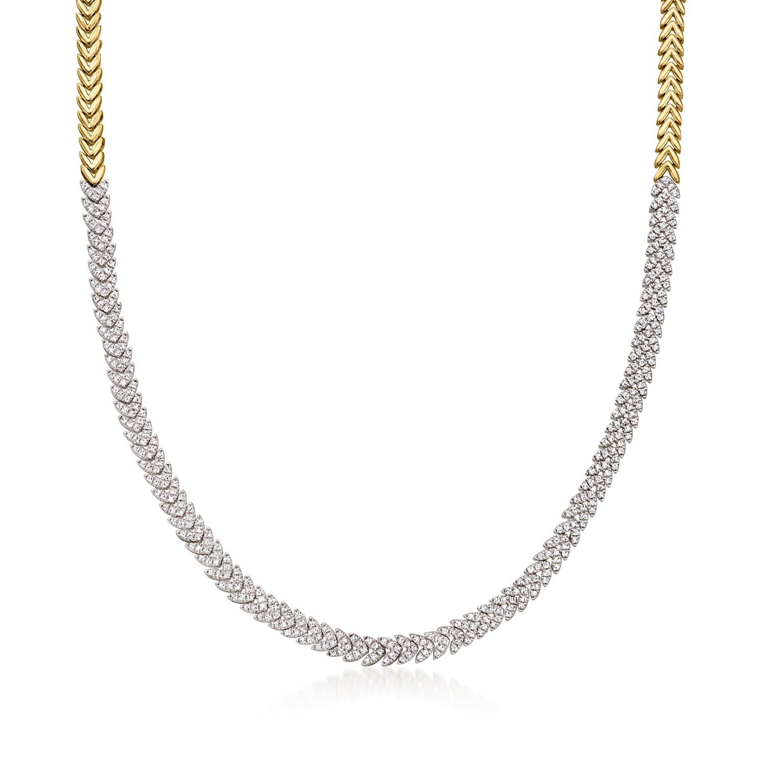 2.00 ct. t.w. Diamond Leaf Necklace in 18kt Gold Over Sterling