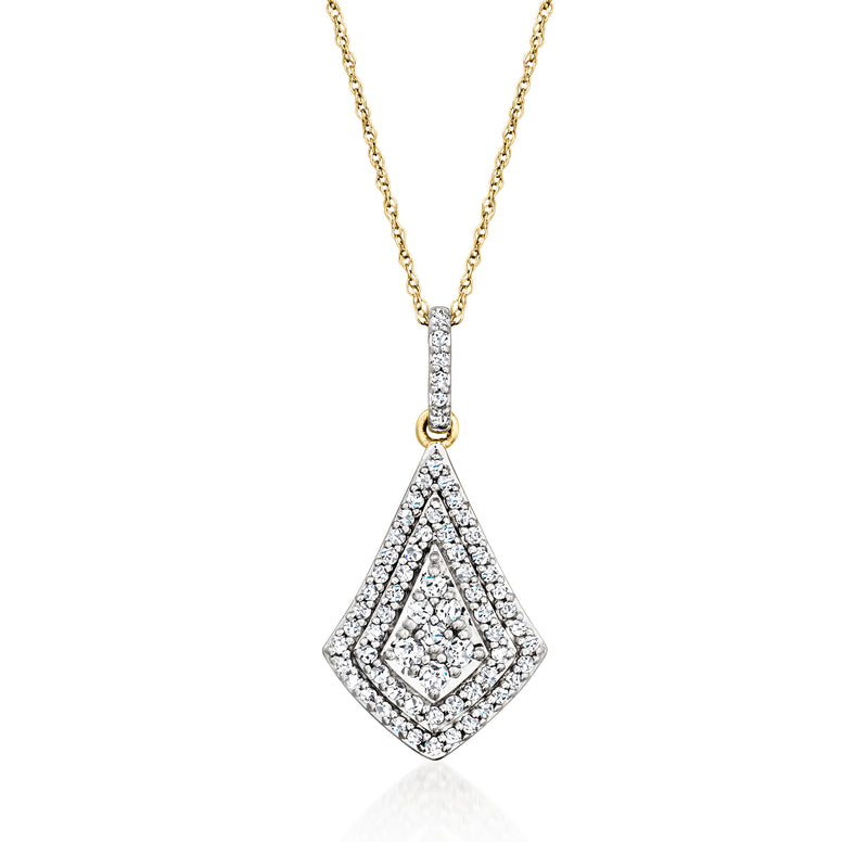 Diamond kite-shaped pendant necklace in 14kt yellow gold