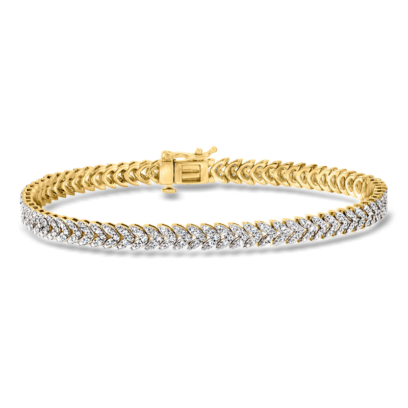 Diamond leaf bracelet in 18kt gold over sterling with pavé diamond front and box clasp