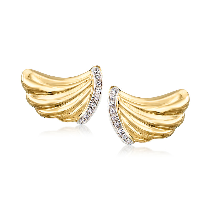 Vintage curved diamond earrings in 18kt two-tone gold