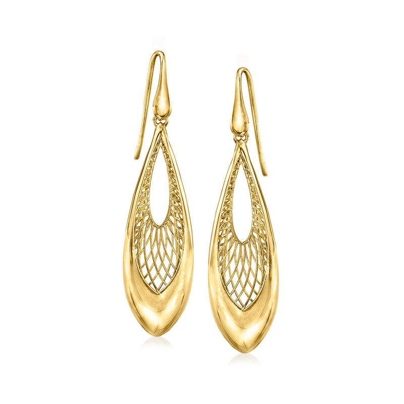 18kt gold over sterling openwork teardrop drop earrings with earwire hooks