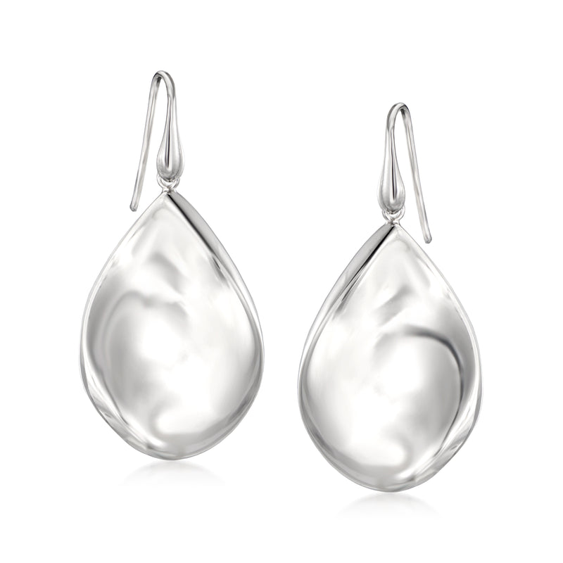 Sterling silver twisted teardrop earrings with teardrop drops and earwire hoops