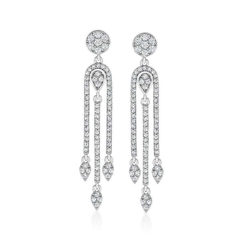 Diamond chandelier drop earrings in 14kt white gold