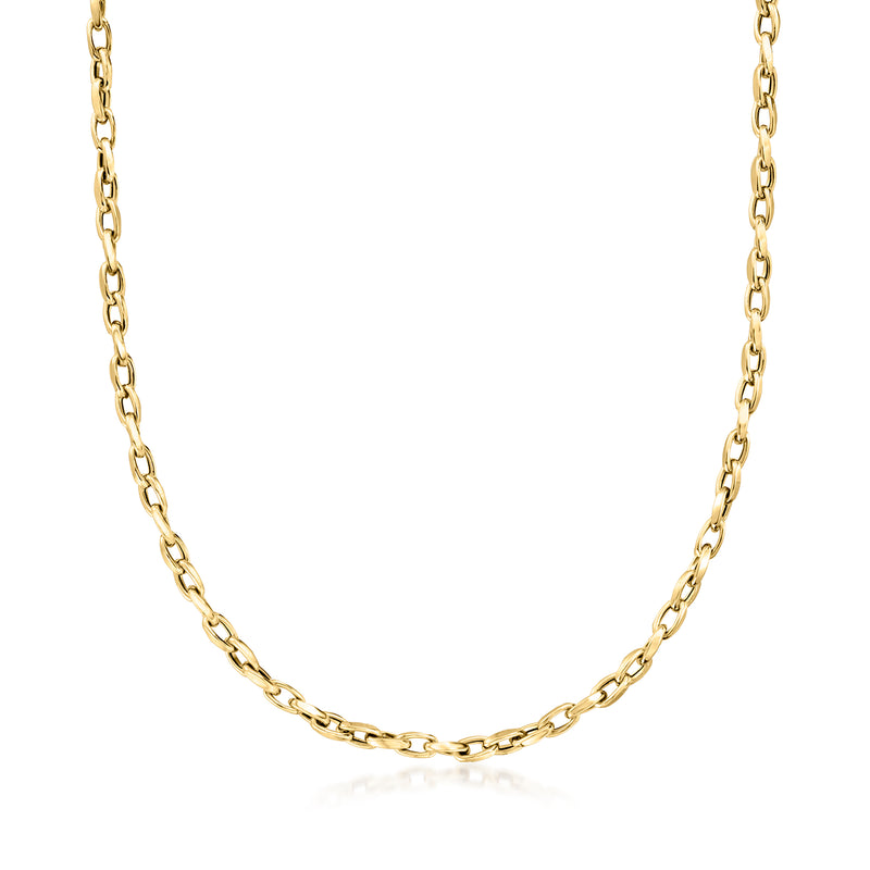 Twisted cable-link gold necklace with interlocking chain links