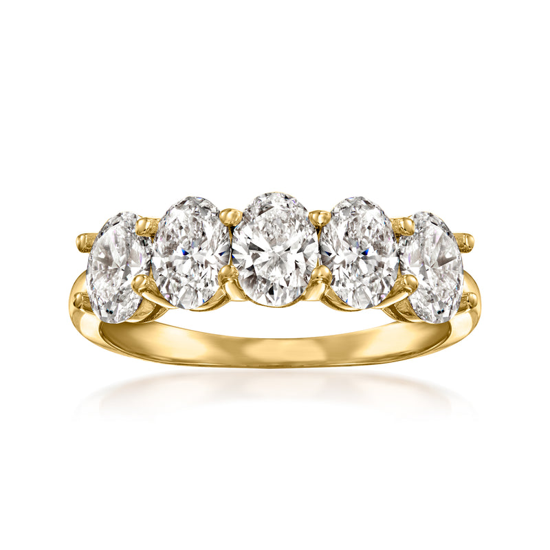 Five-stone lab-grown diamond ring in 14kt yellow gold with five round brilliant stones
