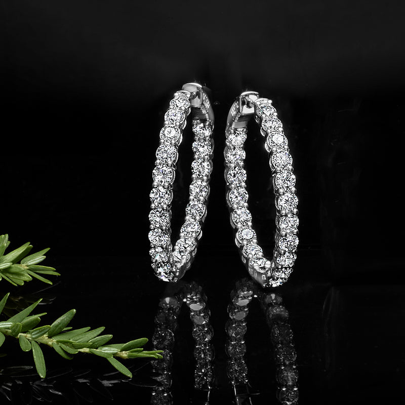 Lab-grown diamond inside-outside hoop earrings in 14kt white gold
