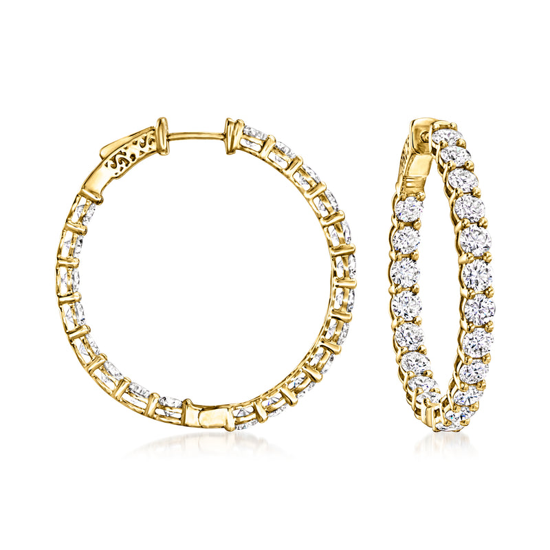 14kt yellow gold inside-outside diamond hoop earrings
