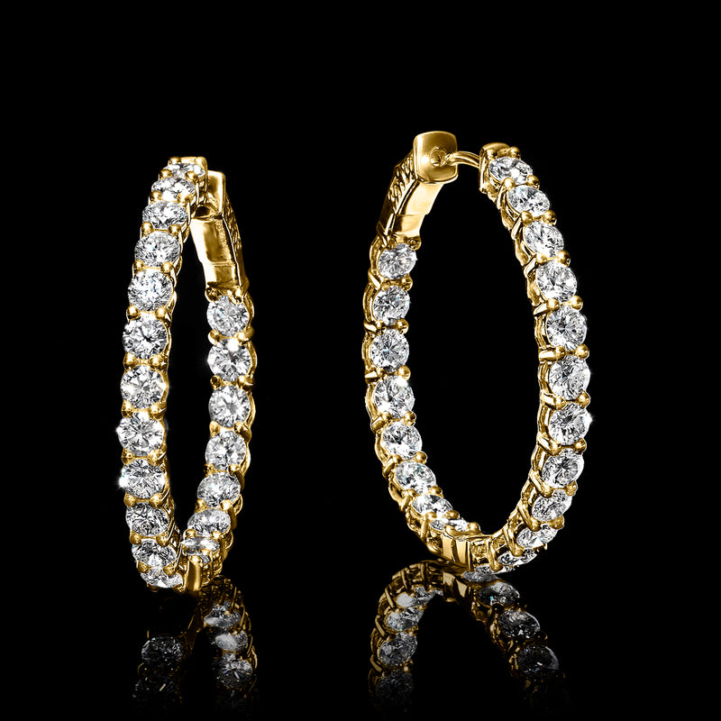 14kt yellow gold inside-outside hoop earrings with round lab-grown diamonds