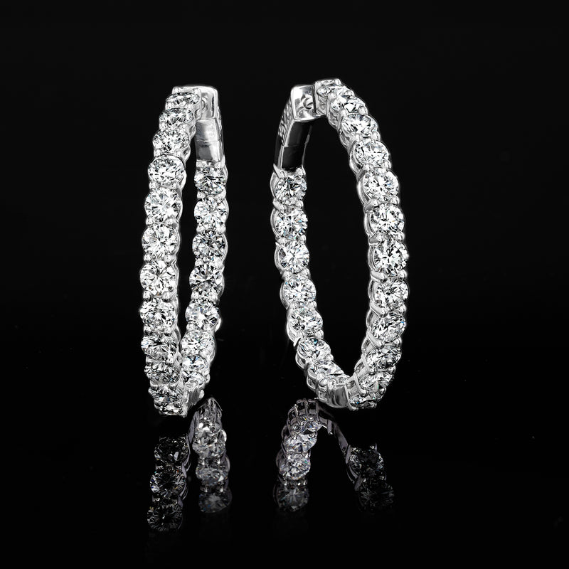 Lab-grown diamond inside-outside hoop earrings in white gold