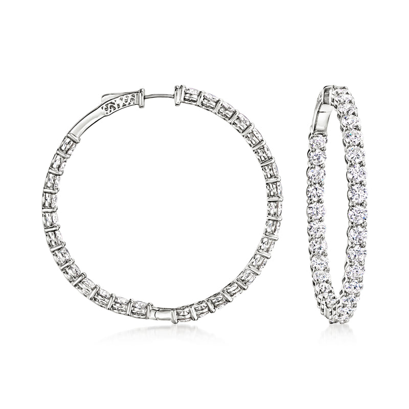 14kt white gold hoop earrings with lab-grown diamond pave, inside-out design
