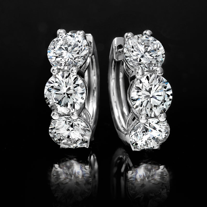 Stacked lab-grown diamond cluster hoop earrings in 14kt white gold