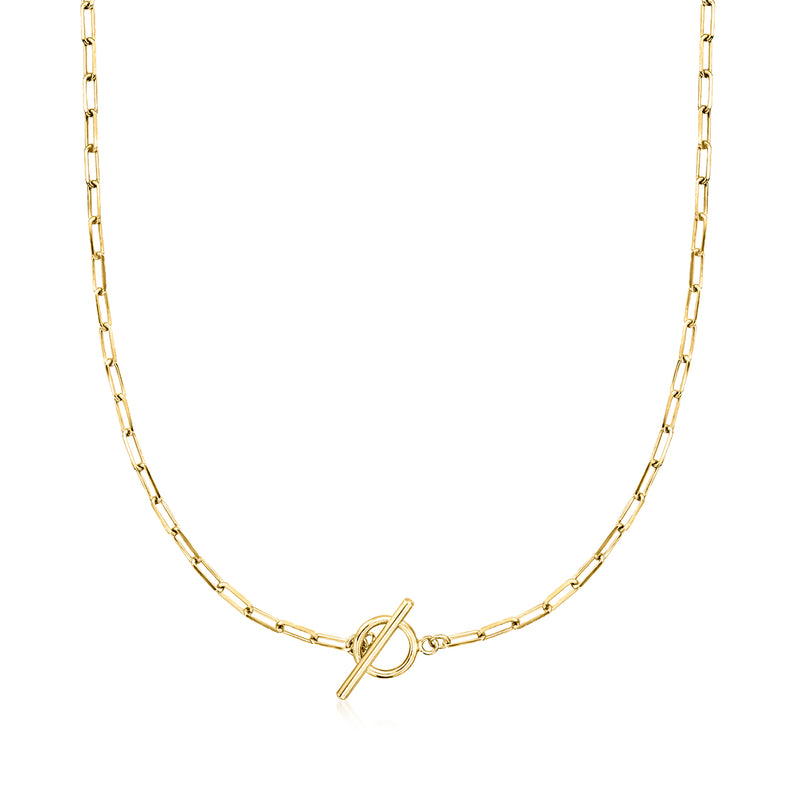 Gold over sterling paper clip link necklace with clasp closure
