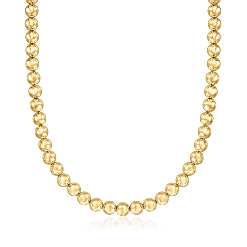 14kt yellow gold bead necklace with round linked beads