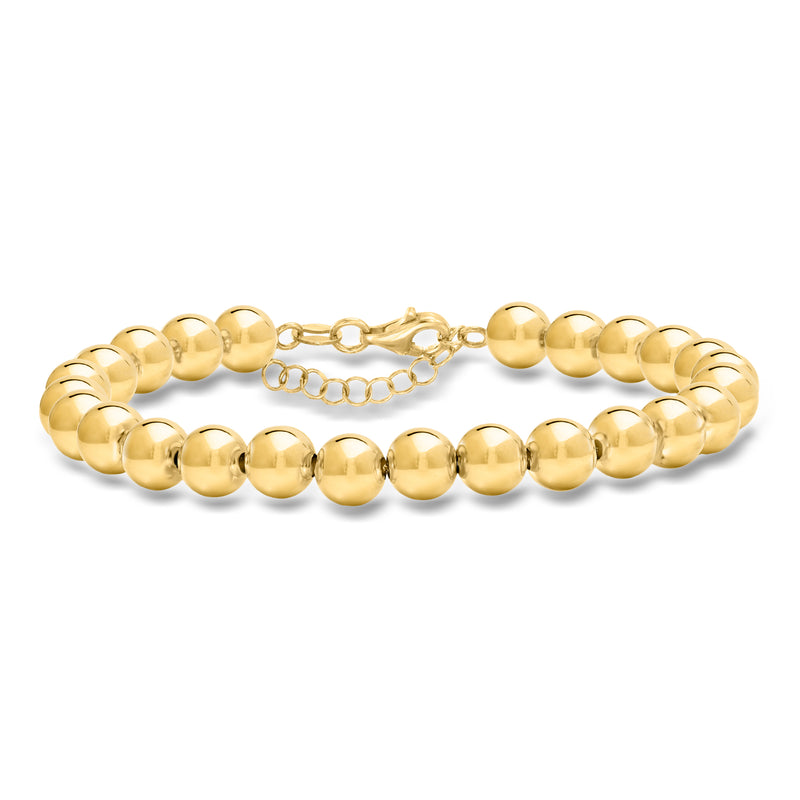 Yellow gold bead bracelet with rounded linked beads and clasp