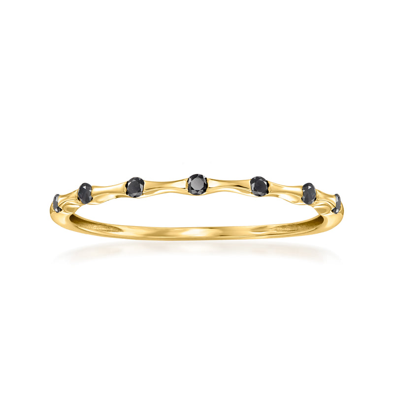 14kt yellow gold ring with black diamond-style bamboo design