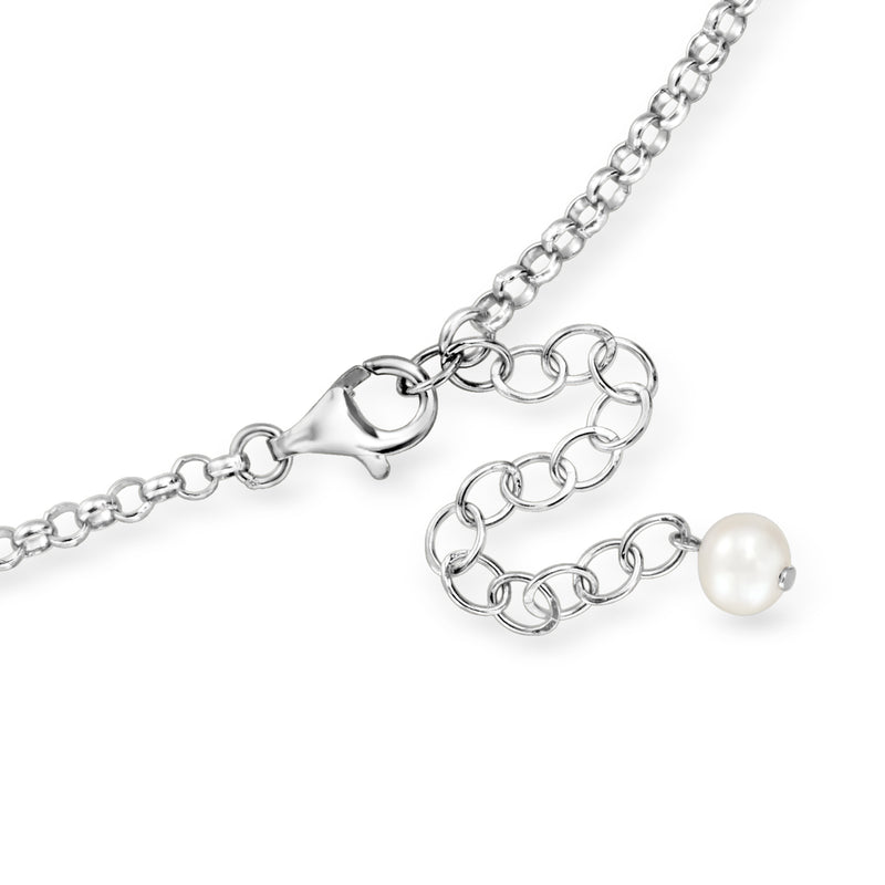 Sterling silver necklace clasp with chain and single cultured pearl