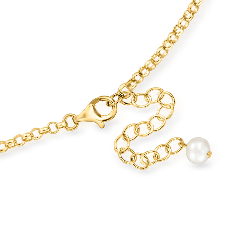 Gold over sterling necklace clasp and chain with a cultured pearl accent