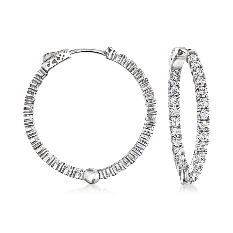 Sterling silver moissanite hoop earrings with inside-outside stones