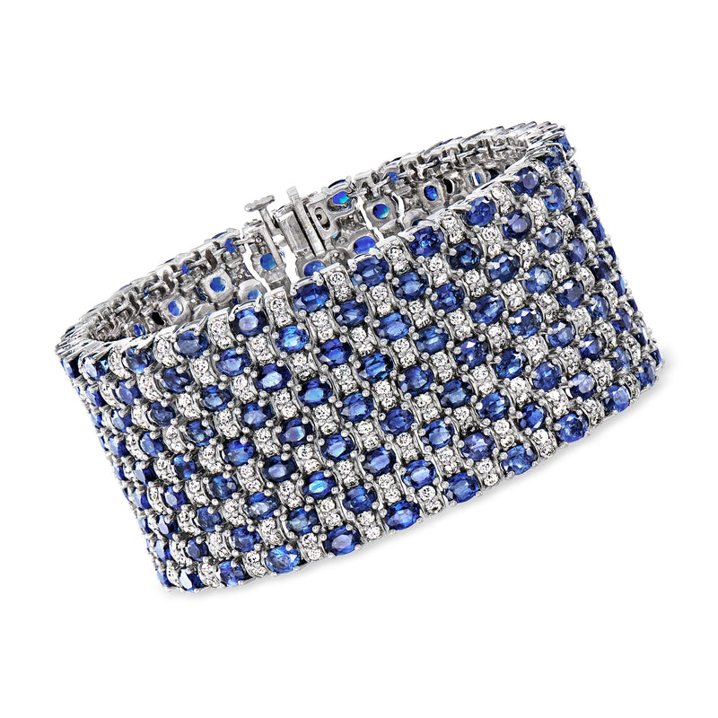 White gold sapphire and diamond bracelet with blue stones